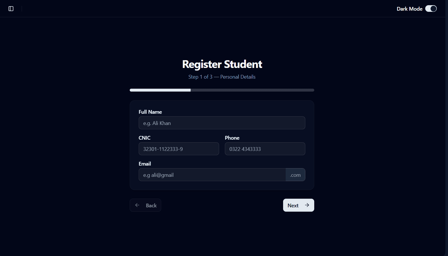 Admin Register Student